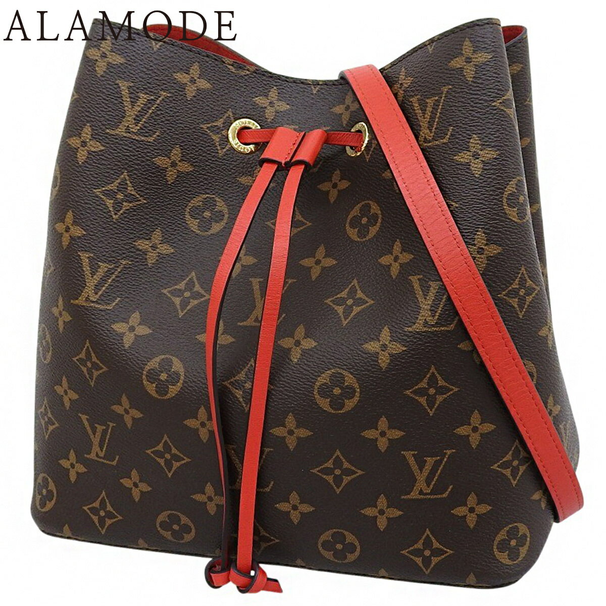 LOUIS VUITTON(ルイ・ヴィトン) モノグラム ネオノエMM ショルダーバッグ 肩掛け 斜め掛け ハンドバッグ モノグラムキャンバス コクリコ ブラウン茶 レッド赤 ゴールド金具 M44021 レディース 40802158969【中古】【アラモード】