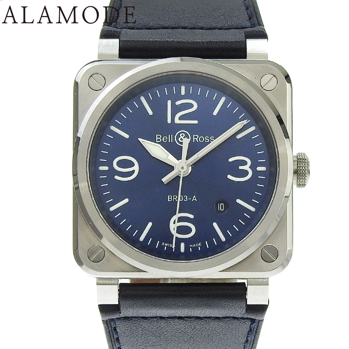 【保証書付】ベル＆ロス BR-03 ブルースティール BR03A-BLU-ST/SCA SS/革 ブルー 自動巻き メンズ 40101815658【中古】【アラモード】