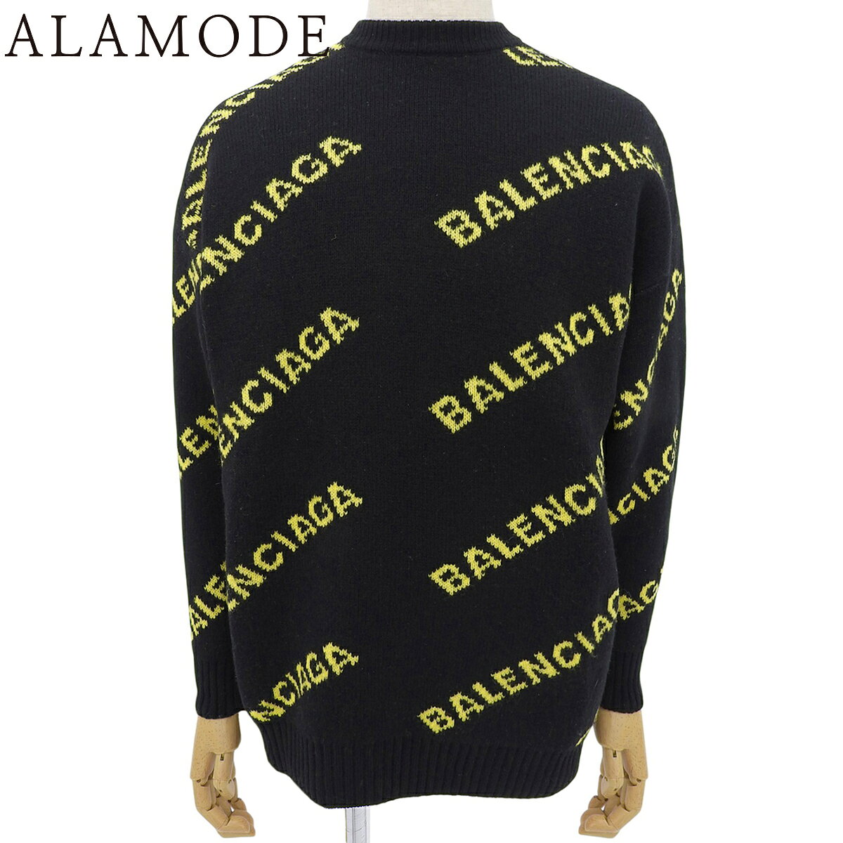 Rakuten - BALENCIAGA(バレンシアガ) オールオーバー ロゴニット ニット/セーター 2019年 アパレル ファッション 衣類 XS ウール ナイロン ブラック黒 イエロー黄 581027 メンズ 40802175147【中古】【アラモード】