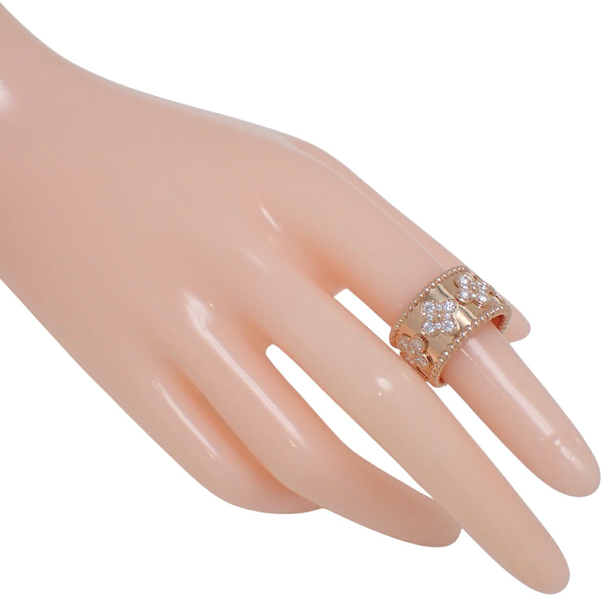 【保証書付】Van Cleef & Arpels(ヴァンクリーフ＆アーペル) ペルレ クローバー リング ミディアムモデル ダイヤモンド VCARO9LN00 ピンクゴールド K18PG 12.1g リング・指輪 アクセサリー ジュエリー 12.5(52.5)号 ローズゴールド 40802176636【中古】【アラモード】