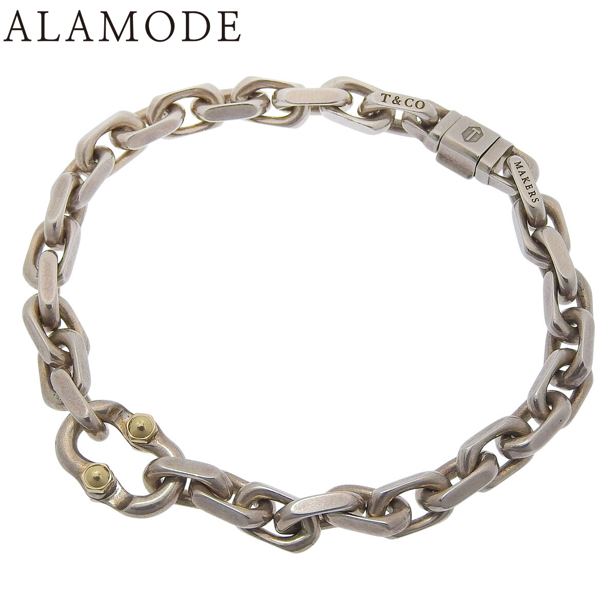 TIFFANY&Co.(ティファニー) ティファニー 1837 メイカーズ ナロー ブレスレット シルバー SV925 イエローゴールド K18YG アクセサリー ジュエリー シルバー銀 ゴールド金 メンズ 40802148499【中古】【アラモード】