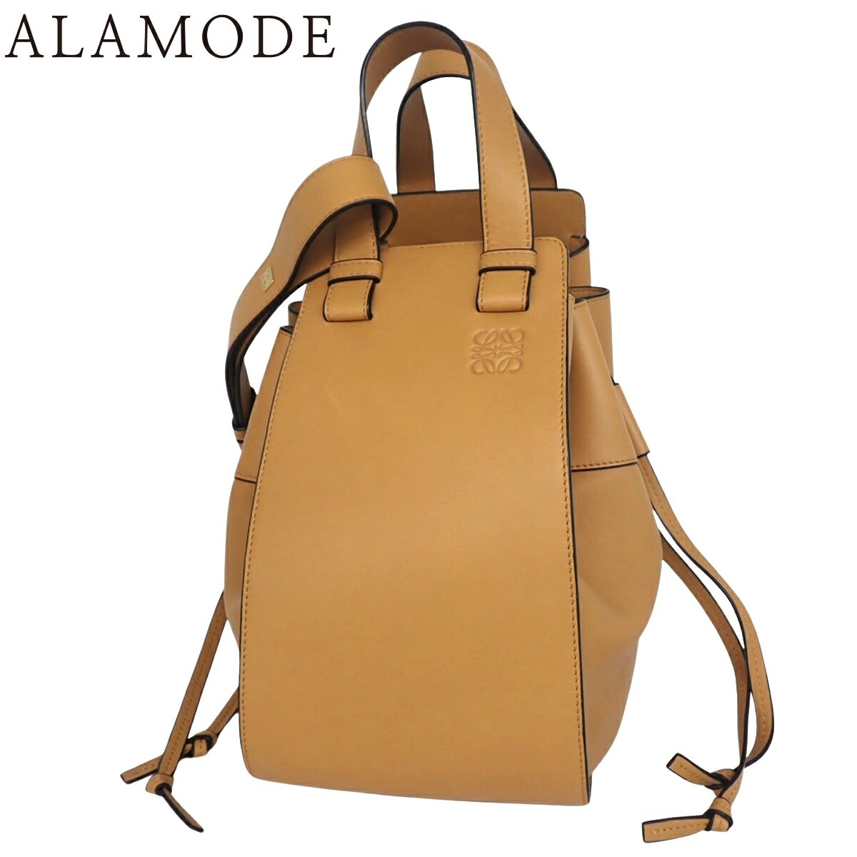 Rakuten - LOEWE(ロエベ) ハンモック ドローストリング ミディアム ハンドバッグ レザー キャメル茶 ゴールド金具 329.77.V06 レディース 40802175678【中古】【アラモード】