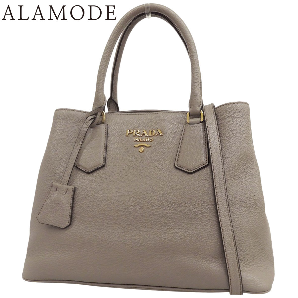 樂天商城 - PRADA(プラダ) 2WAY ハンドバッグ ハンドバッグ ショルダー 肩掛け 斜め掛け レザー グレージュ グレー ゴールド金具 レディース 40802189643【中古】【アラモード】