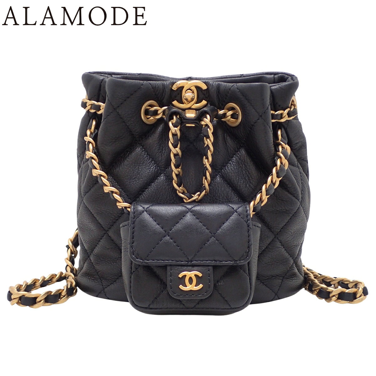 CHANEL(シャネル) マトラッセ ココマーク ミニバッグパック リュックサック/バックパック チェーンショルダー 肩掛けカバン カーフ ブラック黒 ゴールド金具 AS3947 レディース 40802193136【中古】【アラモード】