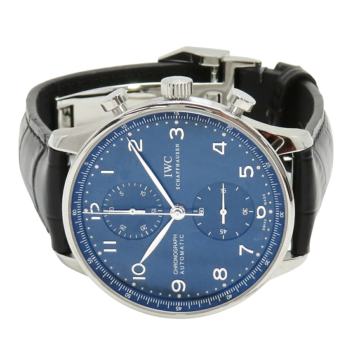 ALAMODEのIWC ポルトギーゼ クロノグラフ IW371491 SS/革 ブルー 自動巻き メンズ 41100104536【中古】【アラモード】｜アングル2