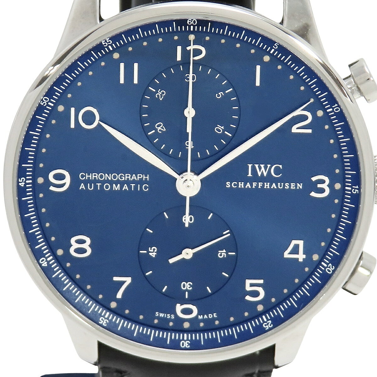 ALAMODEのIWC ポルトギーゼ クロノグラフ IW371491 SS/革 ブルー 自動巻き メンズ 41100104536【中古】【アラモード】｜アングル3