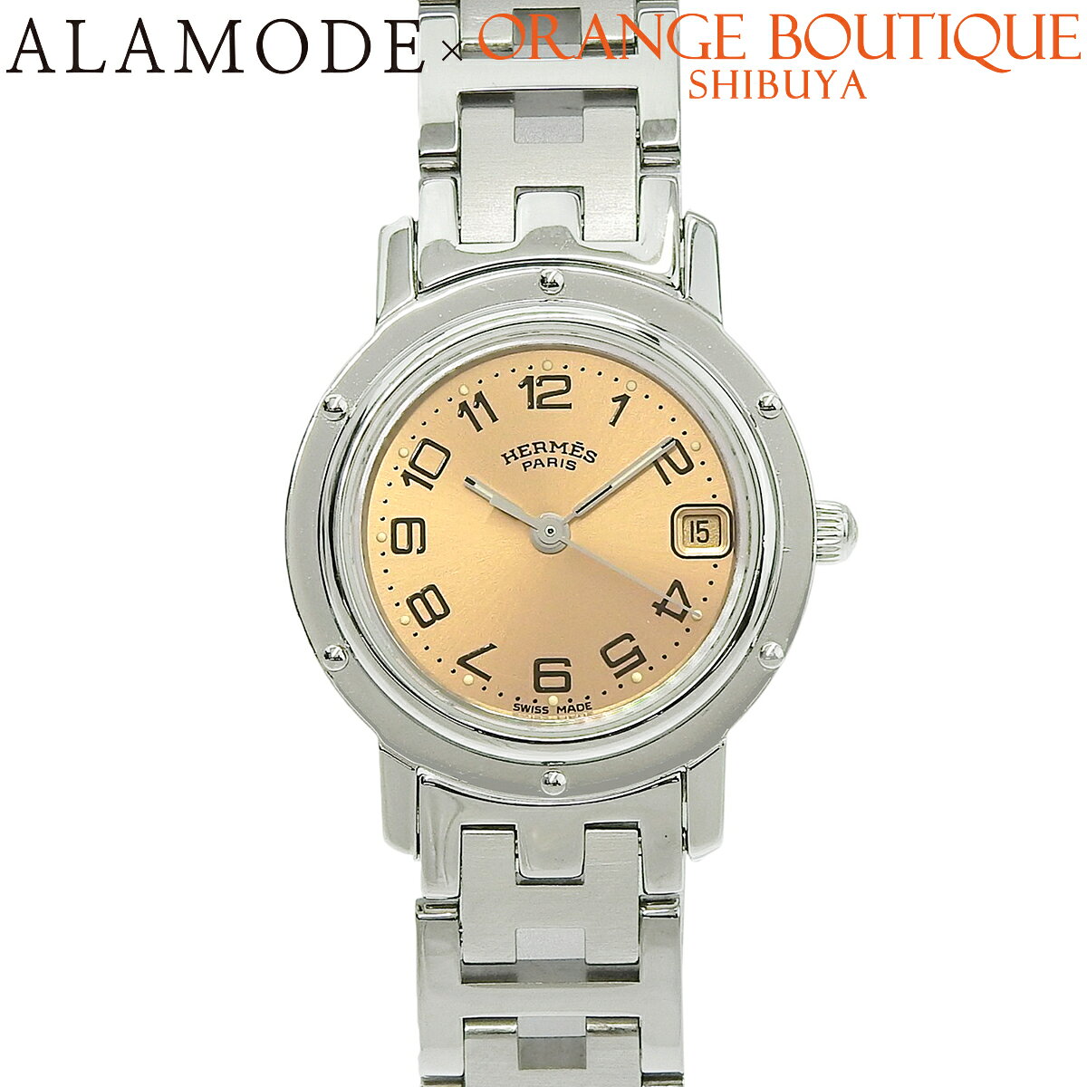 【保証書付】エルメス クリッパー CL4.210 SS ブロンズ クオーツ レディース 40802199551【中古】【アラモード】