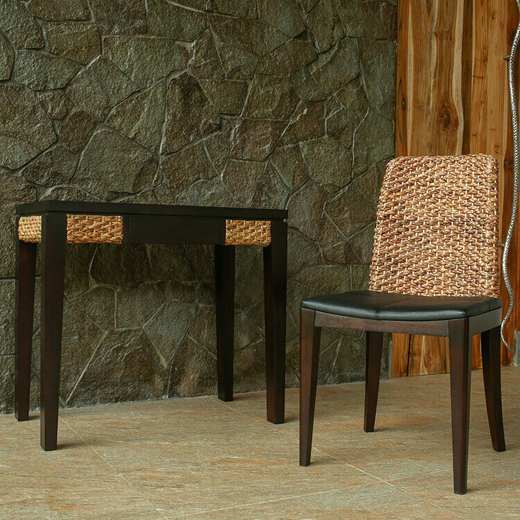 【安心1年保証】ワークデスク 机 書斎机 パソコンデスク 幅80cm 1人掛け 木製 マホガニー無垢材 アジアン家具 ウォーターヒヤシンス 天然木 バリ リゾート インテリア おしゃれ モダン セミオーダー対応 [MITRA ミトラ] 【LHT-07】インテリア・寝具・収納