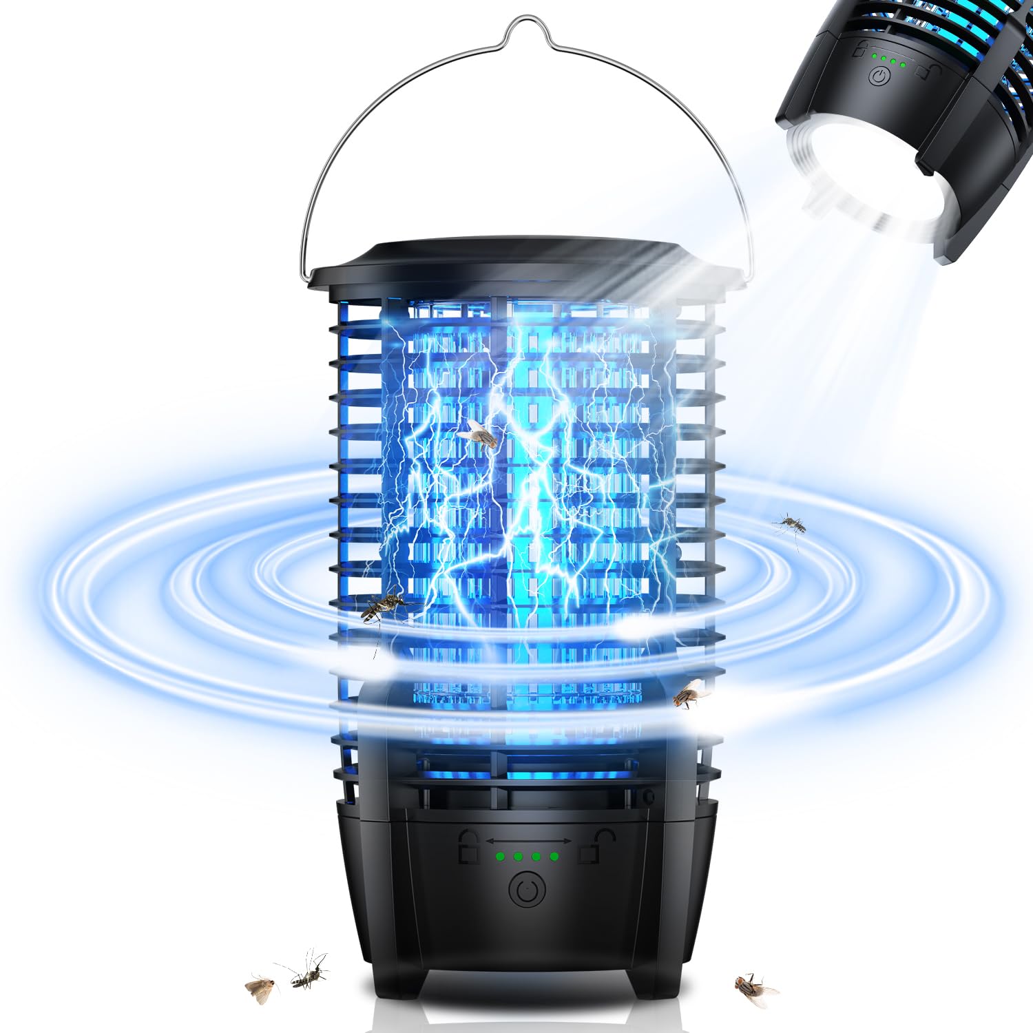 電撃殺虫器 コバエ取り 電撃殺虫機 捕虫器 蚊取り器 電気 強力 虫除け 蚊取りライト 強力蚊除け 8W UV光源吸引式 LED誘虫灯 USB給電式 省エネ経済 殺虫ライトコバエ 撃退 虫除け 誘蛾灯 虫/蚊対策 蚊駆除 大容量3600mAh