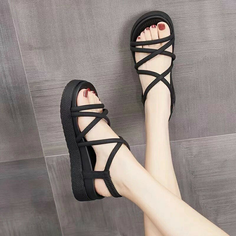 スポーツサンダル レディース メンズ 厚底 コンフォートサンダル スポサン 細ストラップ クリアストラップ レースアップ 歩きやすい 走れる 軽量 楽 カジュアル アウトドア 海 夏 ブラック 黒　ベージュ