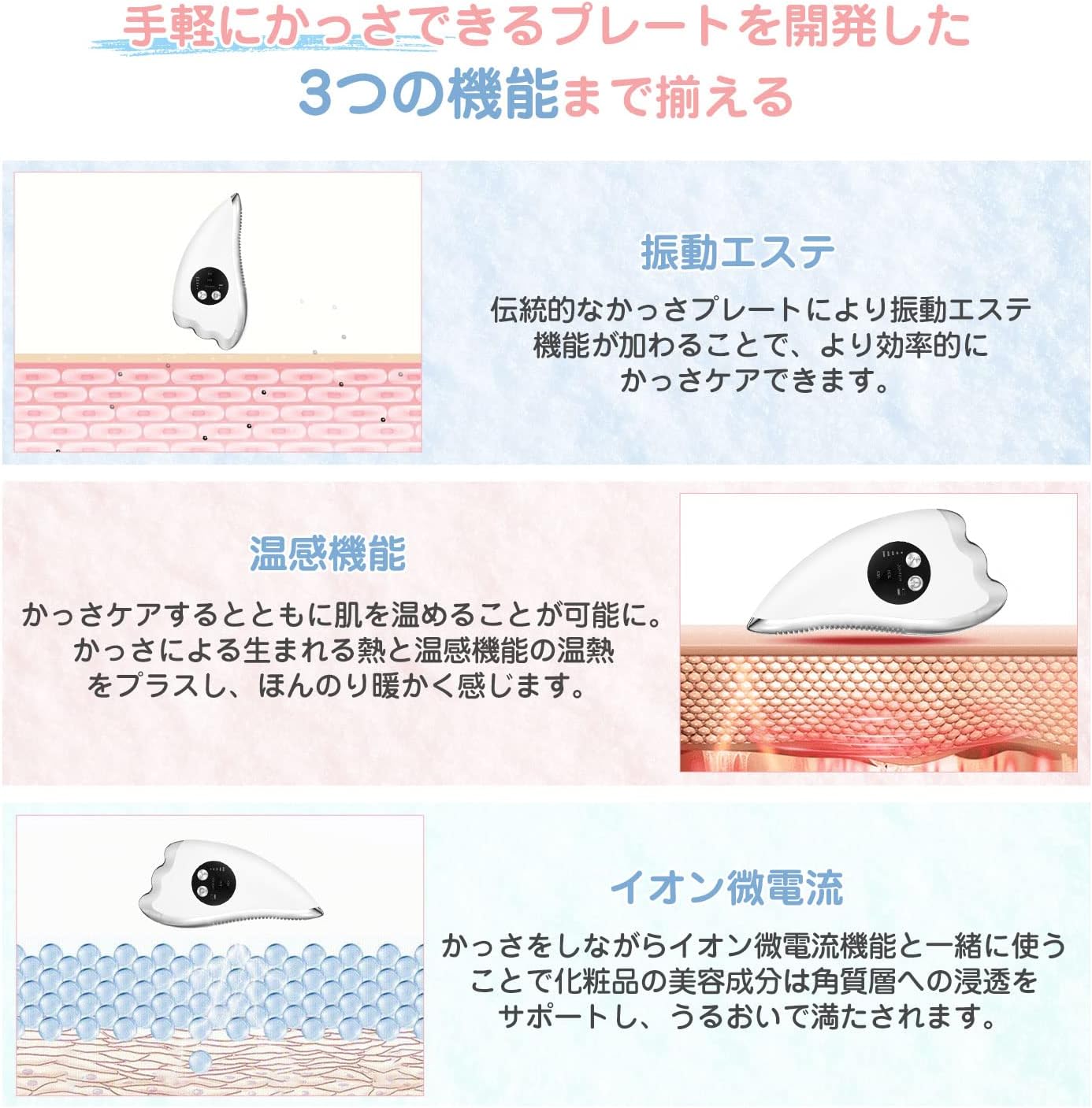 美顔器 かっさプレート かっさ 電動 小顔 温熱 EMS微電流 イオン導入 美顔ローラー イクロカレント 引き上げ 7つモード 5段階強さ調整 男女兼用 充電式 敬老の日 母の日 プレゼント