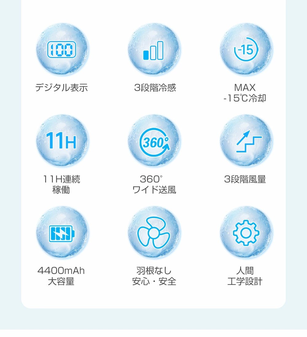 首掛け扇風機 冷却プレート 瞬間冷却 ネックファン ネッククーラー 三段階調節 羽...