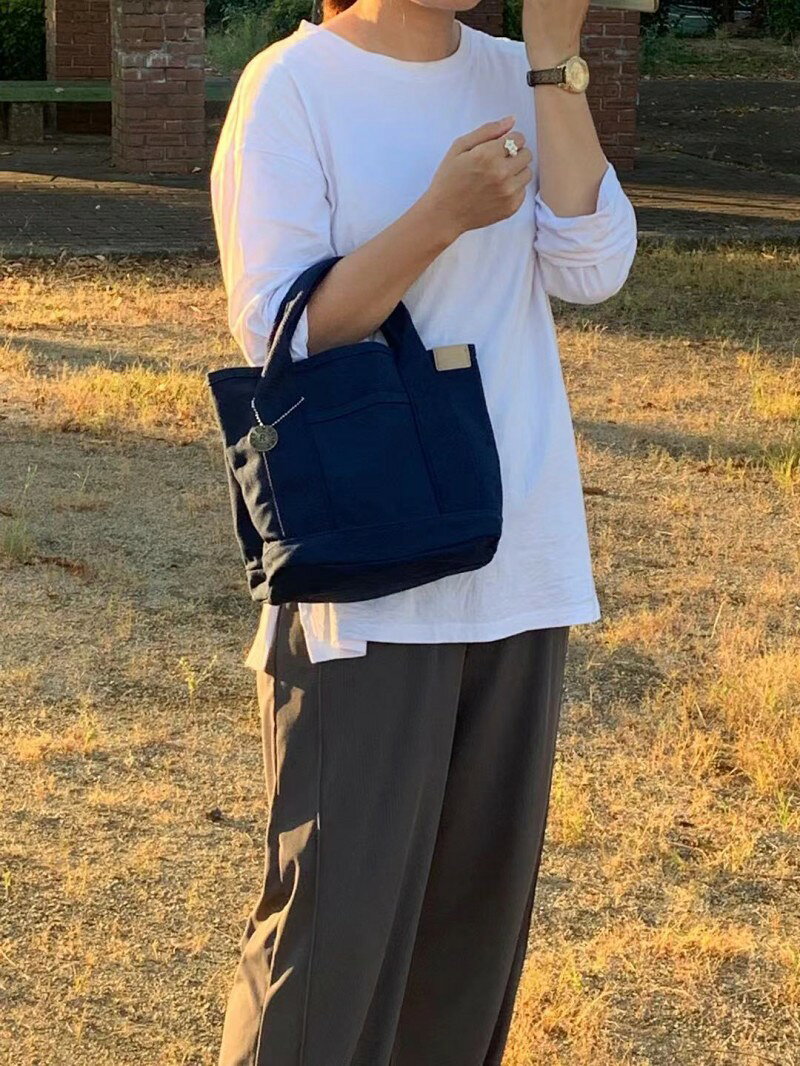 女性の小さなミニハンドバッグ流行のかわいい帆布のバッグ簡単で軽いジッパーの純粋な色の仕事の通勤通学の旅行バッグミニのハンドバッグ母のバッグ黒いミニの無料の宅配便の送料は軽いです alascorp-10000691 ALASショップ サンプル画像3