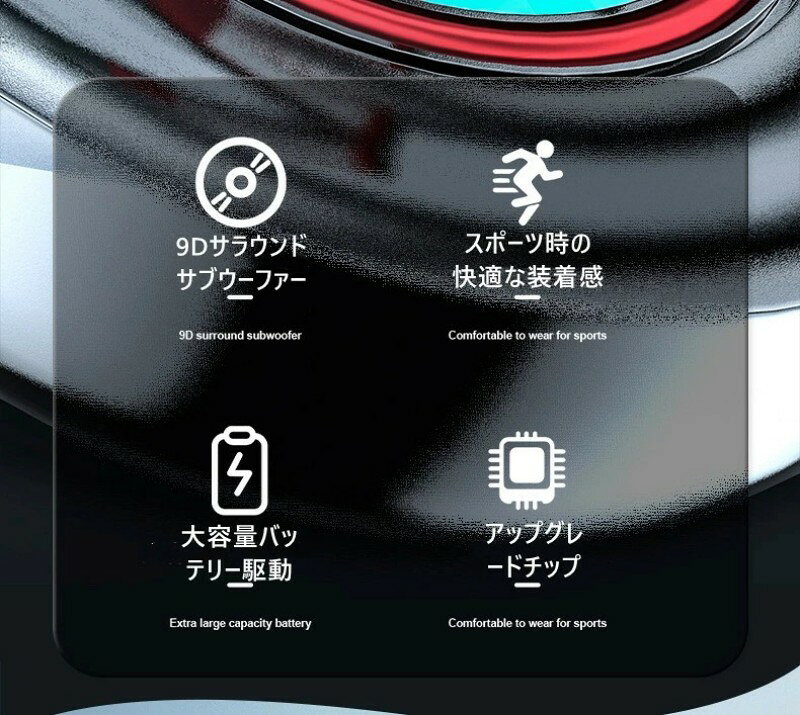 Bluetooth イヤホン ワイヤレス イヤホン 無線 ゲーミングイヤホン 自動ペアリング ノイズキャンセリング イヤホン 立体音質 騒音 抑制 防水 ネックハンギングBluetoothヘッドフォンBluetooth5.1 alascorp-10006525 ALASショップ サンプル画像3