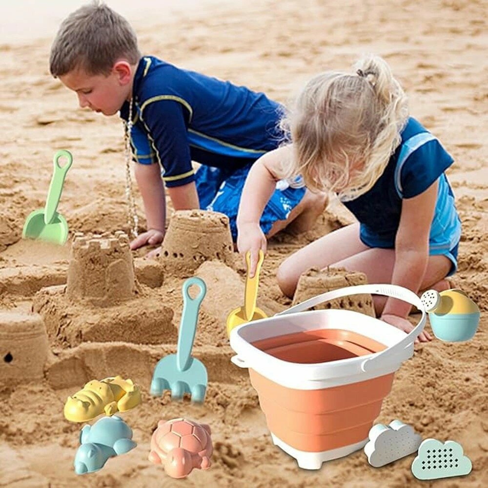 【13点お砂場おもちゃ】 ビーチおもちゃ 旅行砂場セット 13点砂場遊び 折り畳み可能 バケツカラフル玩具 室内砂遊び アウトドアおでかけ 海水浴 川遊び ビーチ 公園雪場 お風呂用 子供男の子女の子 キッズ プレゼント