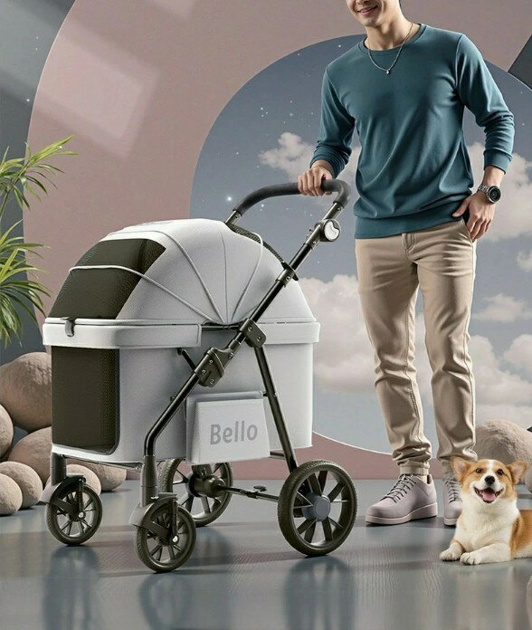 ペットカート ハンドル多階段調節可 大型犬 中型犬 小型犬 ペットキャリー 犬カート 犬用 バギー 折りたたみ式 多頭 小型犬 中型犬 犬バギー 猫用 前輪360°後輪ブレーキ付 多機能 犬用ベビーカー 散歩 手提げ かごバッグ