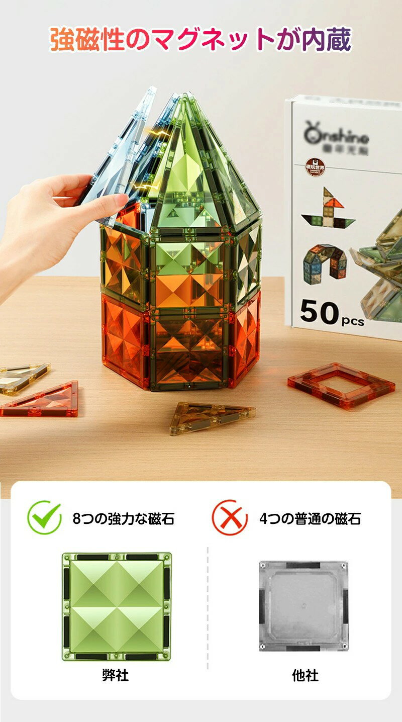 美品登場☆知育玩具 子供 マグネットブロック 磁気おもちゃ コンストラクト 磁石ブロック 立体パズル ゲーム モデルDIY 積み木 50pcs/100pcs カラフルパズル 幼児 子供 キッズ お祝い 3歳以上です クリスマス 小学生 子供 誕生日プレゼント 通園 通学 入学 贈り物 3