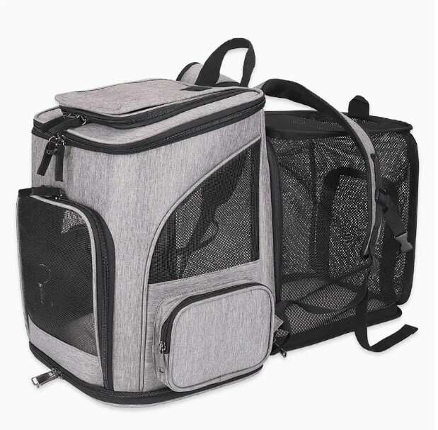 ペットキャリー 折り畳み リュック 大容量 通気性 バックル固定 窓付き 目隠しカバー メッシュ素材 収..