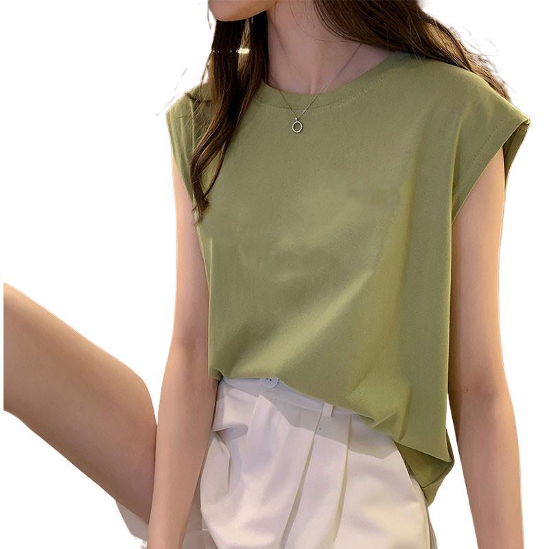 Military - 夏Tシャツ ゆったり タンクトップ オフィス カットソー サマーTシャツ ノースリーブ 無地 半袖Tシャツ レディース 夏 Tシャツ