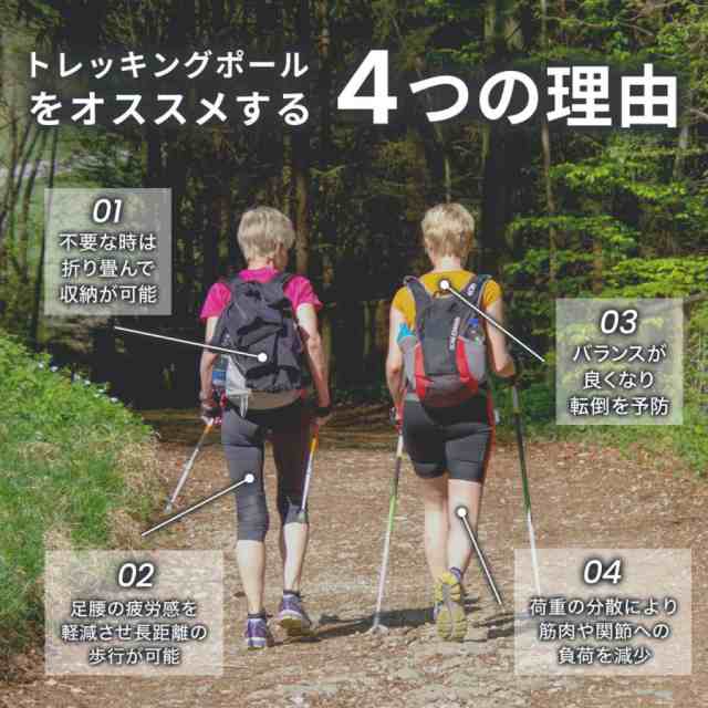 トレッキングポール 登山杖 折りたたみ 登山 ストック 杖 5段階調節 コンパクト ト...