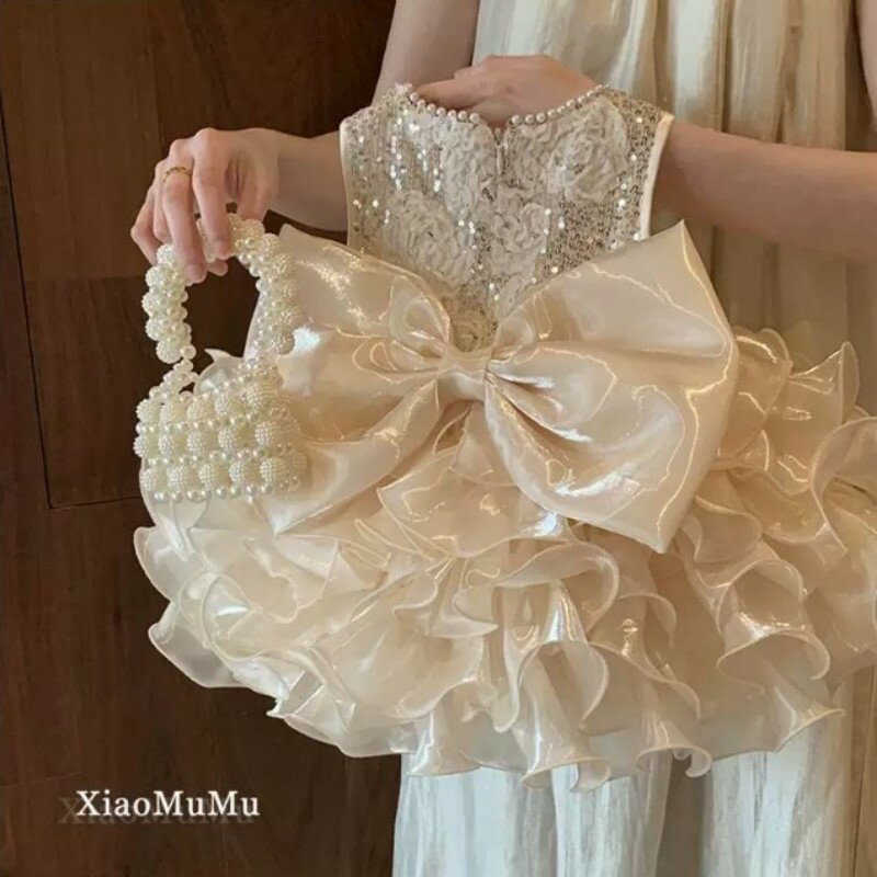 女の子のお姫様のスカートの中で2025新型の夏の服の女の子の赤ちゃんの誕生日小童重工ドレススカート