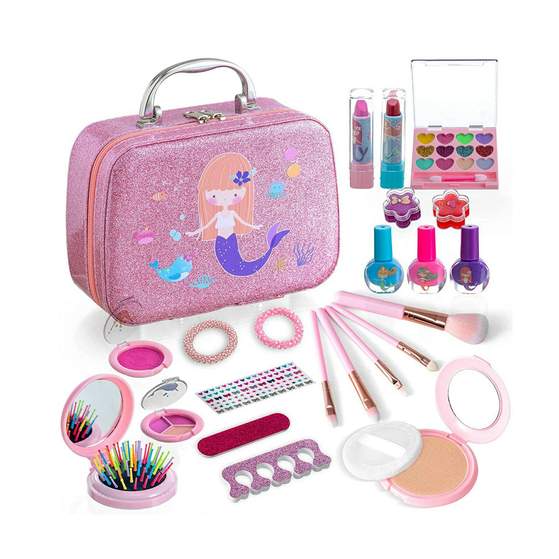 子供メイクセット メイクボックス 子供 キズコスメ お化粧セット 子供 子供用化粧品のおもちゃ 子供メイク 女の子おもちゃ プリンセスおもちゃ 子供ネイルセット キッズコスメセット ミラー付き