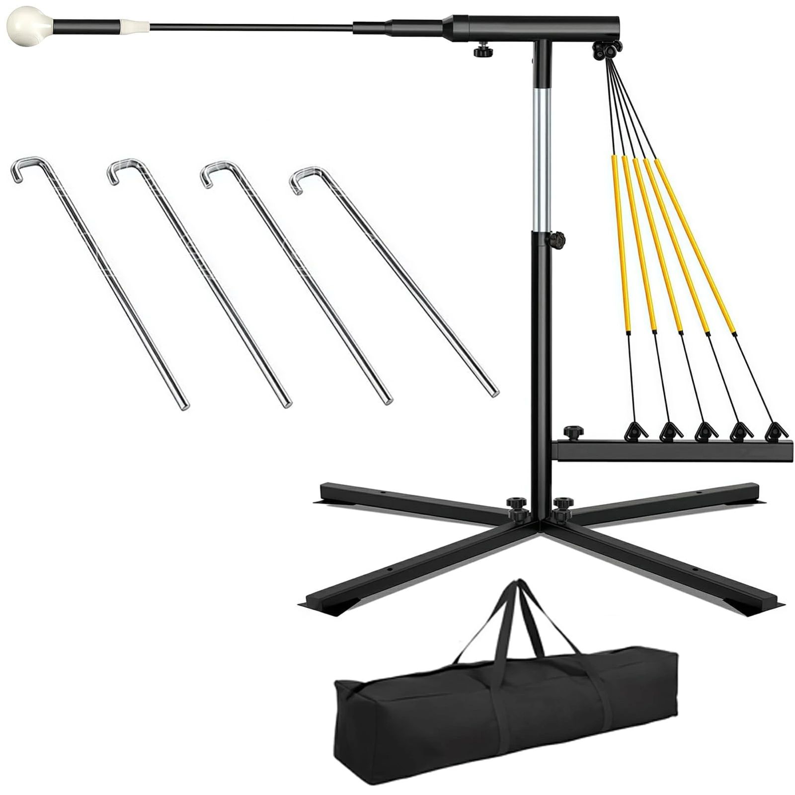 ? すべての年齢層のトレーニング - このソフトボールバッティング練習器具には、さまざまなヘッダーパワーとスピードをシミュレートするための4つのパワーバンドが含まれています。高さは調節可能で、あらゆる年齢層のプレーヤーの練習に適しています。? 自動リセット - ボールヘッドはインパクト後に自動的にリセットされるため、手動で調整することなく継続的に練習でき、一貫したスイングメカニクスの開発に最適です。? 効果的なスイングトレーニング機器 - 多機能スイングトレーナーは、野球やソフトボールのスイングトレーニング用に設計されており、さまざまなピッチをシミュレートし、プレーヤーのバッティングスタンス、パワー、精度、タイミングを向上させます。プレーヤーは良いスイング/良いコンタクトに即座に反応し、数秒で次のスイングの準備をすることができます。初心者から上級者まで、あらゆるスキルレベルに適しています。? 組み立てと持ち運びが簡単 - 野球トレーニング機器は工具なしで数分で組み立てと分解が可能で、ポータブル設計により、野球スイングトレーナーをフィールド、公園、裏庭、バッティングケージ、屋内、屋外などに簡単に持ち運ぶことができます。? 丈夫な金属構造 - 耐久性のあるゴムと金属素材、X字型のベースを備えたこの野球スイングトレーナーは、頑丈な構造で激しい打撃にも耐え、高強度の練習でも耐久性と安定性を確保します。ベースボールスイングトレーナーは、あらゆるスキルレベルのプレーヤー向けに設計された包括的なトレーニングソリューションで、バッティングパフォーマンスを向上させます。この革新的なシステムは、視認性の高いボールヘッドを備えており、打撃ごとに自動的にリセットされるため、中断することなく継続的な練習セッションが可能です。仕様:名前:??野球スイングトレーナーカラー:ブラック材質：金属/アルミニウム部門:ユニセックスサイズ:101.6 x 15.24 x 15.24 cm重量：16kgパッケージは以下を含みます：野球トレーナーキット1個品質サービス:1、 当社の製品に問題がある場合は、お気軽にお問い合わせください。2、輸送中に多少の衝撃が加わる可能性がございます。万が一不具合や破損などがございましたら、部品の再送など対応させていただきますので、お気軽にご連絡くださいませ。3、商品が多いため、発送時に説明書をお送りし忘れることがございます。万が一、説明書が届いていない場合や、商品組み立てに関してご不明点がございましたら、お手数ですがご連絡いただけますようお願い申し上げます。電子版の説明書を再送させていただきますので、どうぞご安心ください。お客様にはご理解いただきますようお願い申し上げます。お客様のご支援が、私たちの励みとなっております。
