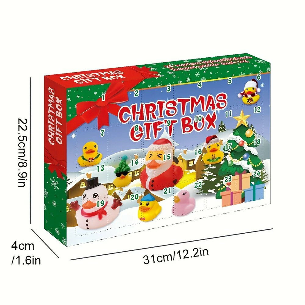 クリスマス アドベント カレンダー 動物おもちゃ ゴム製アヒル クリスマス カウントダウン クリスマス、シーンの装飾、フェスティバルの装飾、部屋の装飾、家の装飾、オフィスの装飾、テーマパーティーの装飾、クリスマス装飾 2
