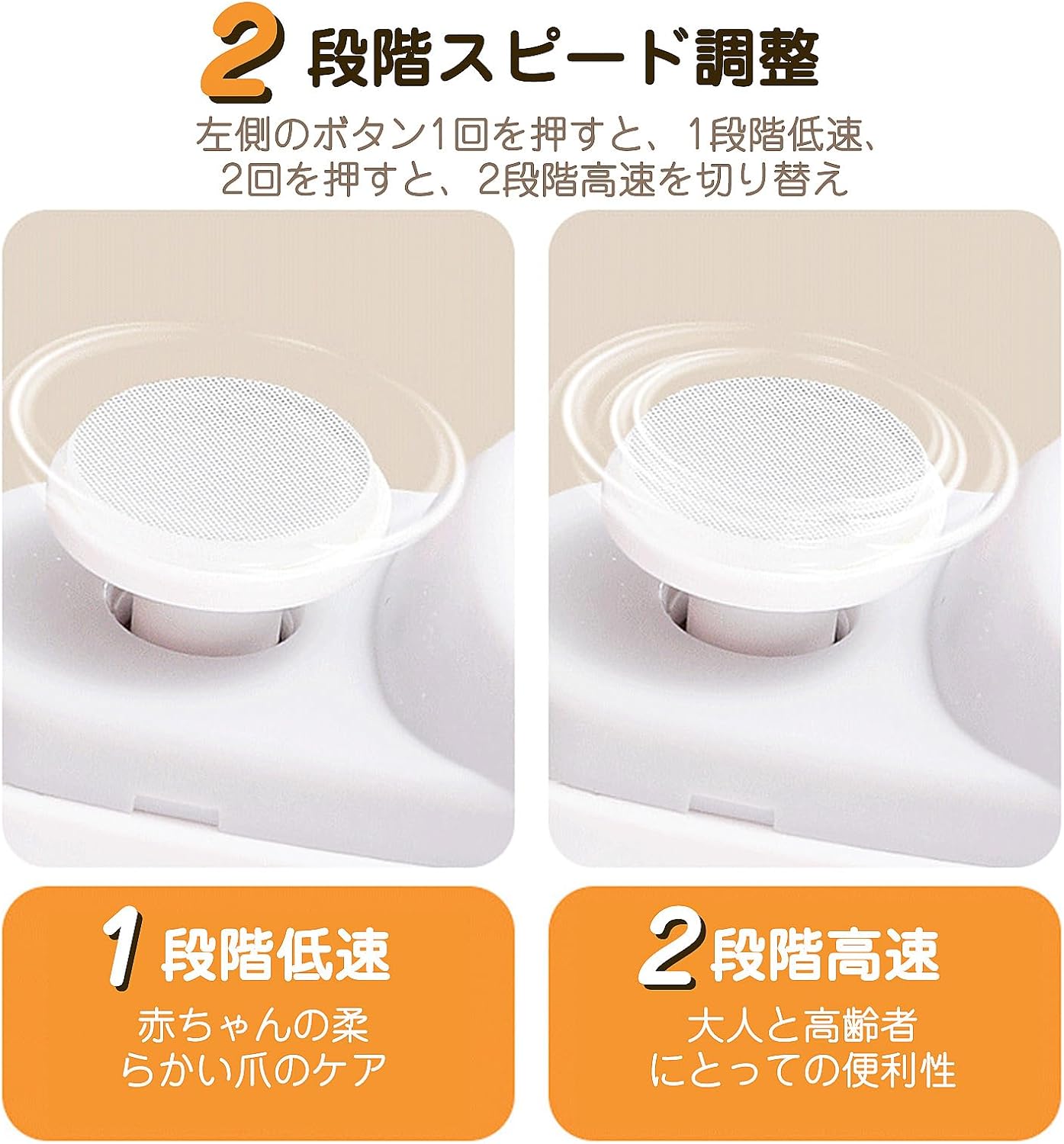 ALASショップの電動 電動爪切り 高齢者 赤ちゃん 2段階スピード 照明LED Type-C充電式 簡単操作 安全 低騒音 ネイルケア 簡単操作/安心/安全｜アングル3