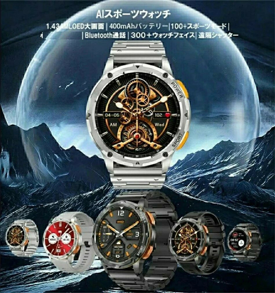 正規品保証 スマートウォッチ 通話機能 日本製センサー 軍用規格 睡眠モニタリング 遠隔シャッター LINE 防水 iphone アンドロイド対応 - Image 3