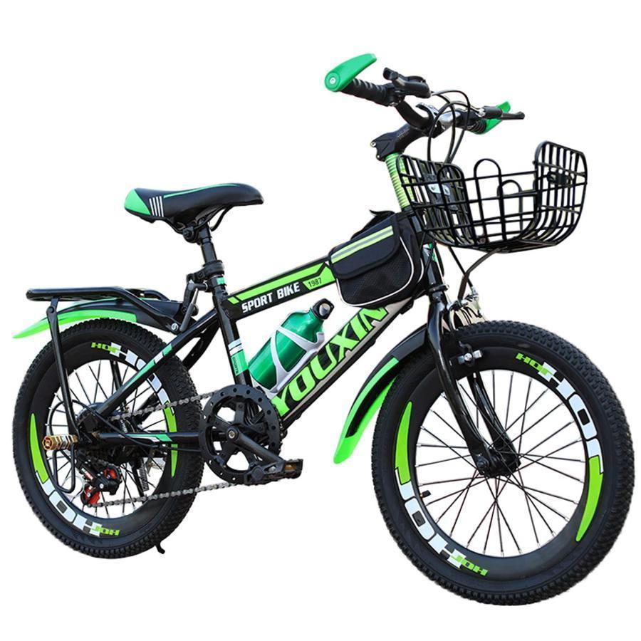 子供用 調節可能なシート 18/20/22/24 インチ 男の子女の子 キッズバイクスポーツ カゴ付き 付きキック スタンド ハンド ブ