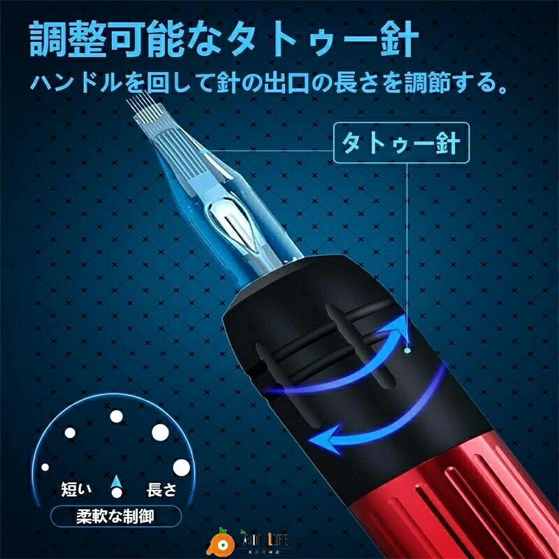 ALASショップの【2026新登場】SALE！【一年保証】ワイヤレスペンLEDモニター紋身機 タトゥーペン紋身機セットワイヤレスタトゥーマシンセット ショートペン式 10色タトゥーインク付き カートリッジ針10本 プロ用タトゥー用品 熟練者が適用する 初心者対応入れ墨器具｜アングル3