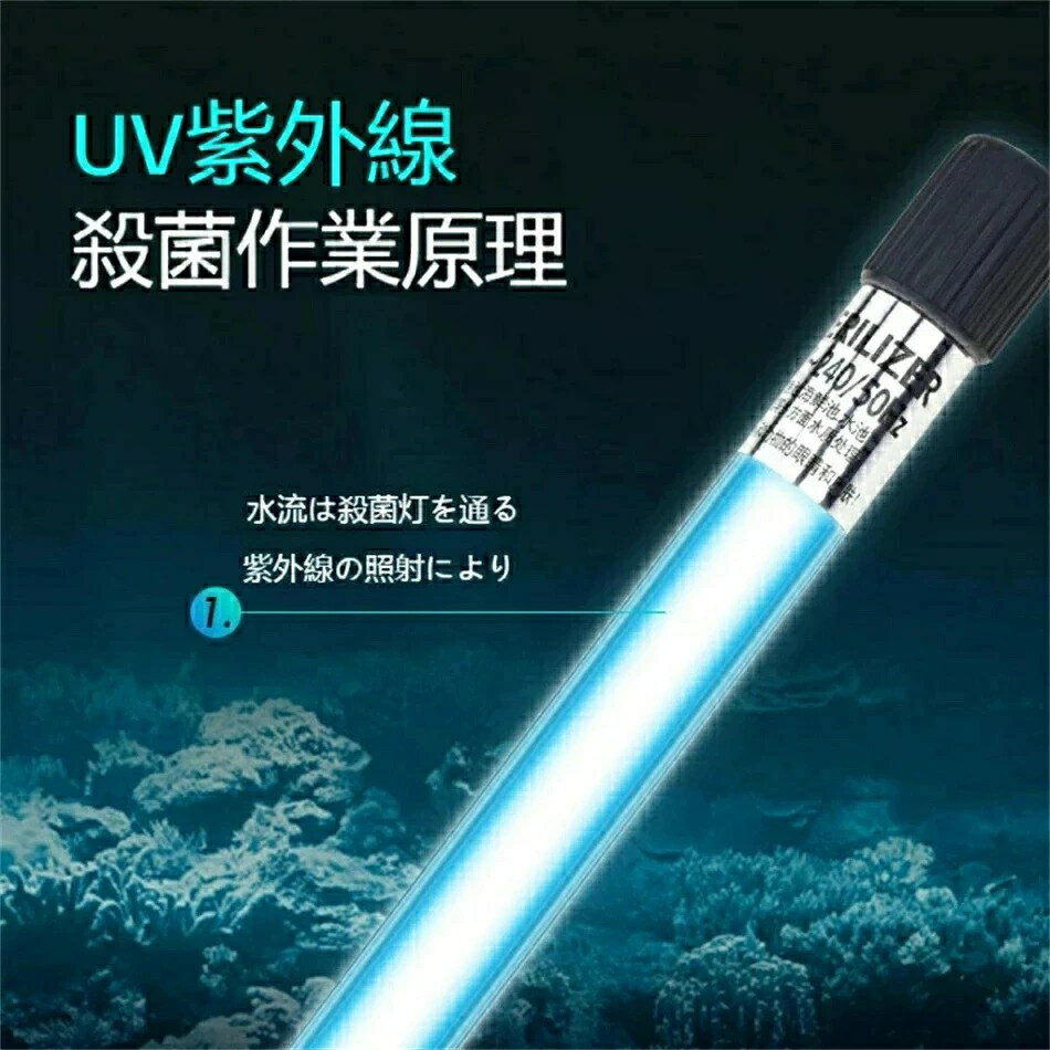 Rakuten - 【 正規品保証 】水槽 水中殺菌灯 水槽用UV滅菌ランプ 紫外線ライト 防水 養魚用 池用 緑藻を除去 水質浄化 アクアリウム 水族館の水処理 5W/7W/9W/11W/13W