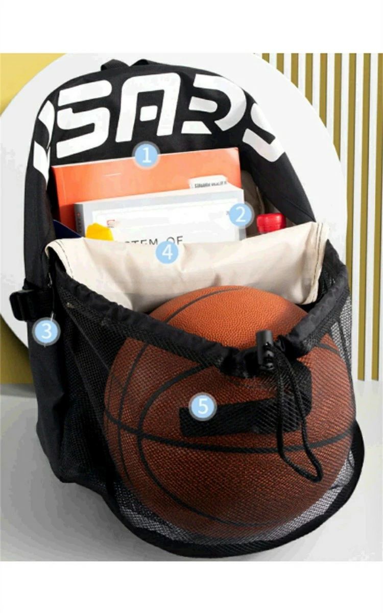 ALASショップのバスケリュック ボール収納 サッカーリュック 独立スペース メッシュネット ジュニア キッズ 子供 男女 バスケット デイパック アンブロ 大容量 軽量 登山 遠足 防災 旅行 キャンプ 通学 部活 スポーツバッグ シューズ収納可 ジムバック 撥水 14L 全5色 耐摩耗性｜アングル3