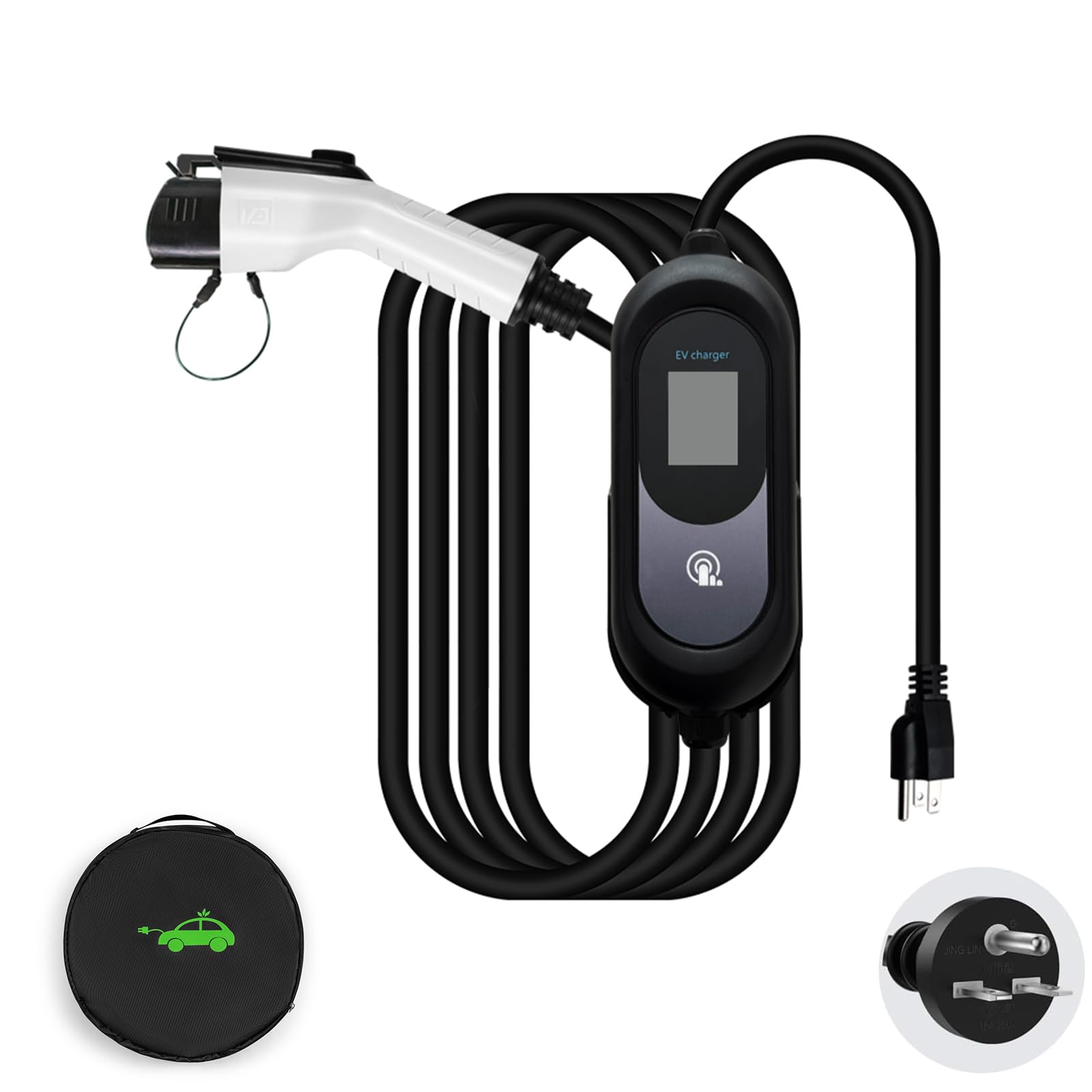 電気自動車充電器 EV充電器 100V/200V変換 SAE J1772 6A~16A電流調整可能 ポータブル/壁掛け両用 充電ケーブル 屋内/屋外用 充電開始時刻の設定 IP67 防塵防水 ケーブル長5メートル