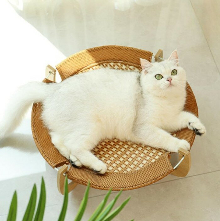 猫 ベッド ペットベッド ハンモック 猫 犬 犬猫兼用 耐荷重10KG 夏 藤編み ござ 涼...