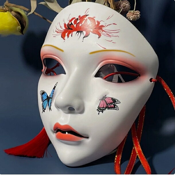 仮面 ダンス 演劇 仮装 きつねマスク 和風 祭り コスプレ 芸者お面 半面 ハロウィン コスプレ道具仮装舞踏会 学園祭 お祭り 夏祭り 舞踏会 alascorp-10000355 ALASショップ サンプル画像2