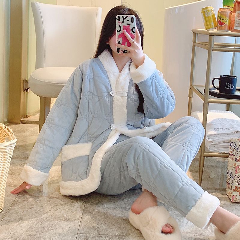 実用品★高品質 特厚レディースルームウェア 冬用 上下セット ルームウェア おしゃれ 肌に優しい 暖かい 入院 無地 シンプル コットン 秋 冬 部屋着