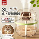 加湿器 卓上 加湿器 大容量 3L 3段階調整 加湿器 おしゃれ スチーム 加湿器 USB給電式 上部給水 ろ過綿棒 アロマ ナイトライト 加湿器 小型 省エネ...