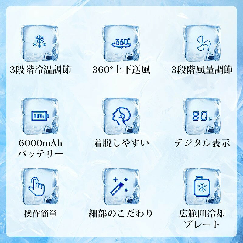 首掛け扇風機 ネッククーラー 冷却プレート 6000mAh 首掛けファン クール 首かけファン 瞬間冷却 冷感 3段階風量/温度調節 ネックファン 最強冷却 プレート 羽根なし 暑さ対策 軽量 携帯扇風機 USB充電式 父の日