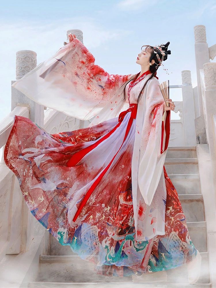 漢服 漢服セット 中華風 4点セット 唐装 漢服 中国古代衣装 花柄 刺繍 古風美人服 唐製 漢服 民族衣装 仮装 レディー…