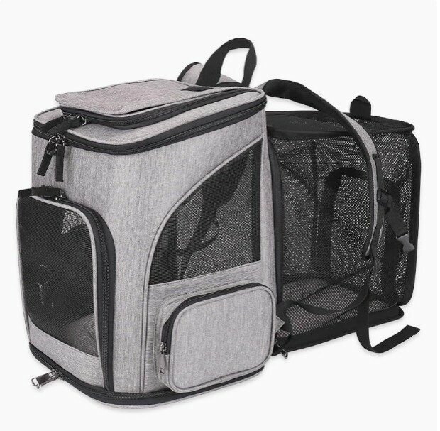 ペットキャリー 折り畳み リュック 大容量 通気性 バックル固定 窓付き 目隠しカバー メッシュ素材 収..
