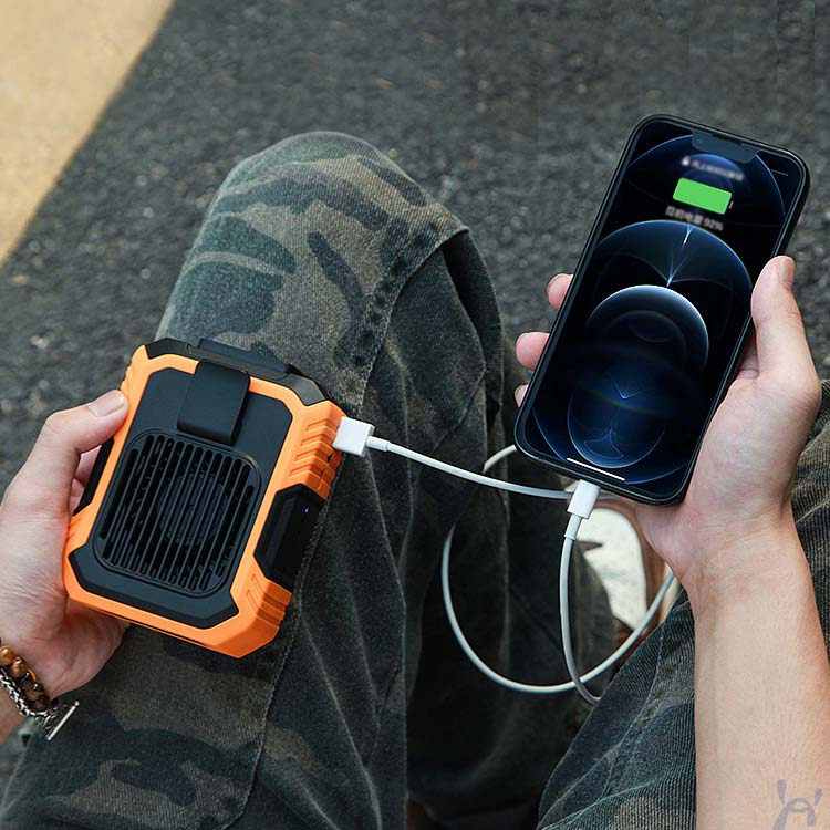 ベルトファン ベルトファン ウエスト 小型 腰掛け扇風機 クリップファン ファン LEDライト モバイルファン 3段階風量 キャンプ