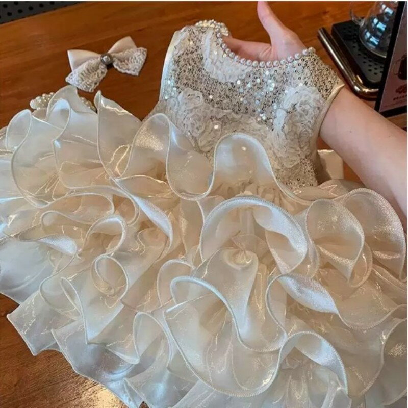 女の子のお姫様のスカートの中で2025新型の夏の服の女の子の赤ちゃんの誕生日小童重工ドレススカート