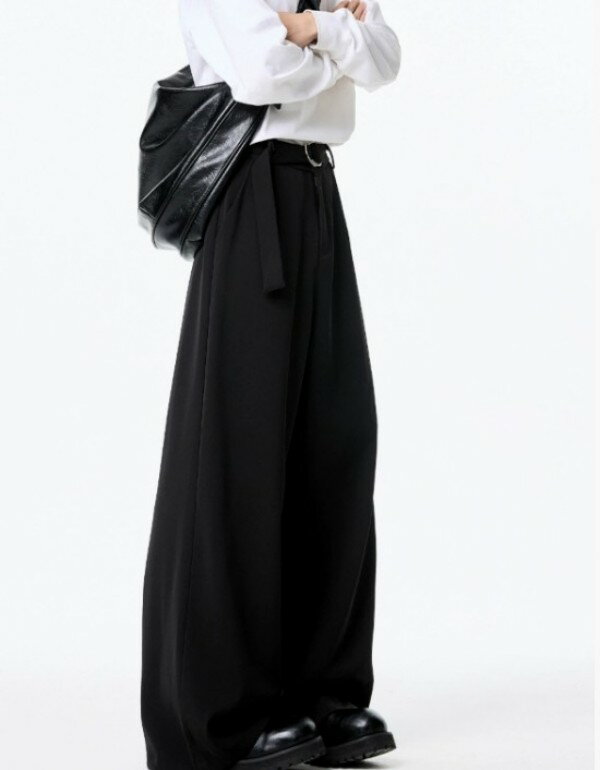 曲刀カジュアルパンツ男2025春新モデル重量感ダウン感ワイドワイドストレートパンツ