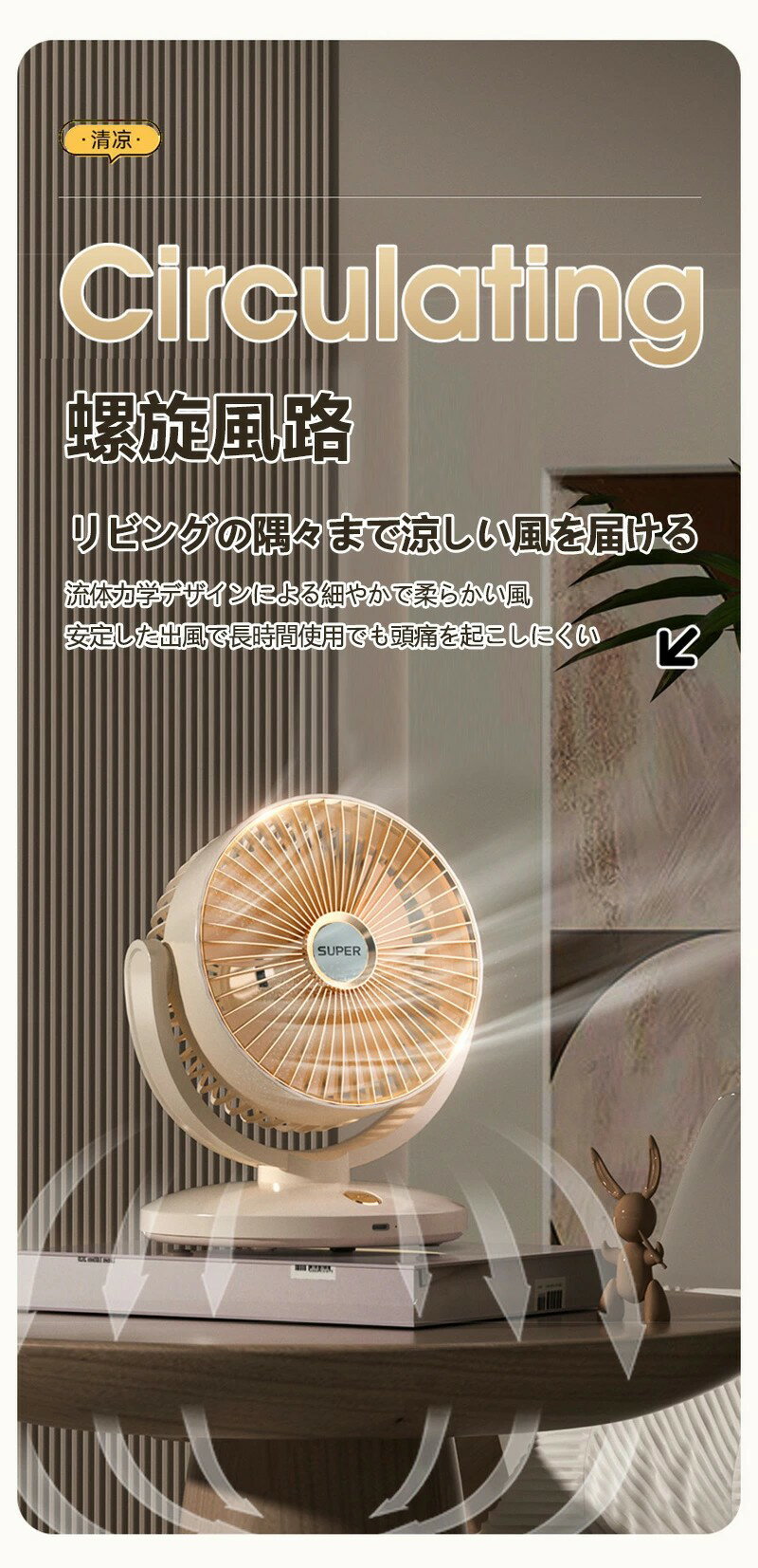 扇風機 卓上扇風機 TYPE-C充電 5段階風量調節 空気サーキュレーター USB充電 ミニファン ポータブル 静音 熱中症対策 涼しい 静音 軽量 コンパクト シンプル おしゃれ オフィス 壁掛け 携帯 小型 ミニ 静か 寝室 シンプル アウトドア
