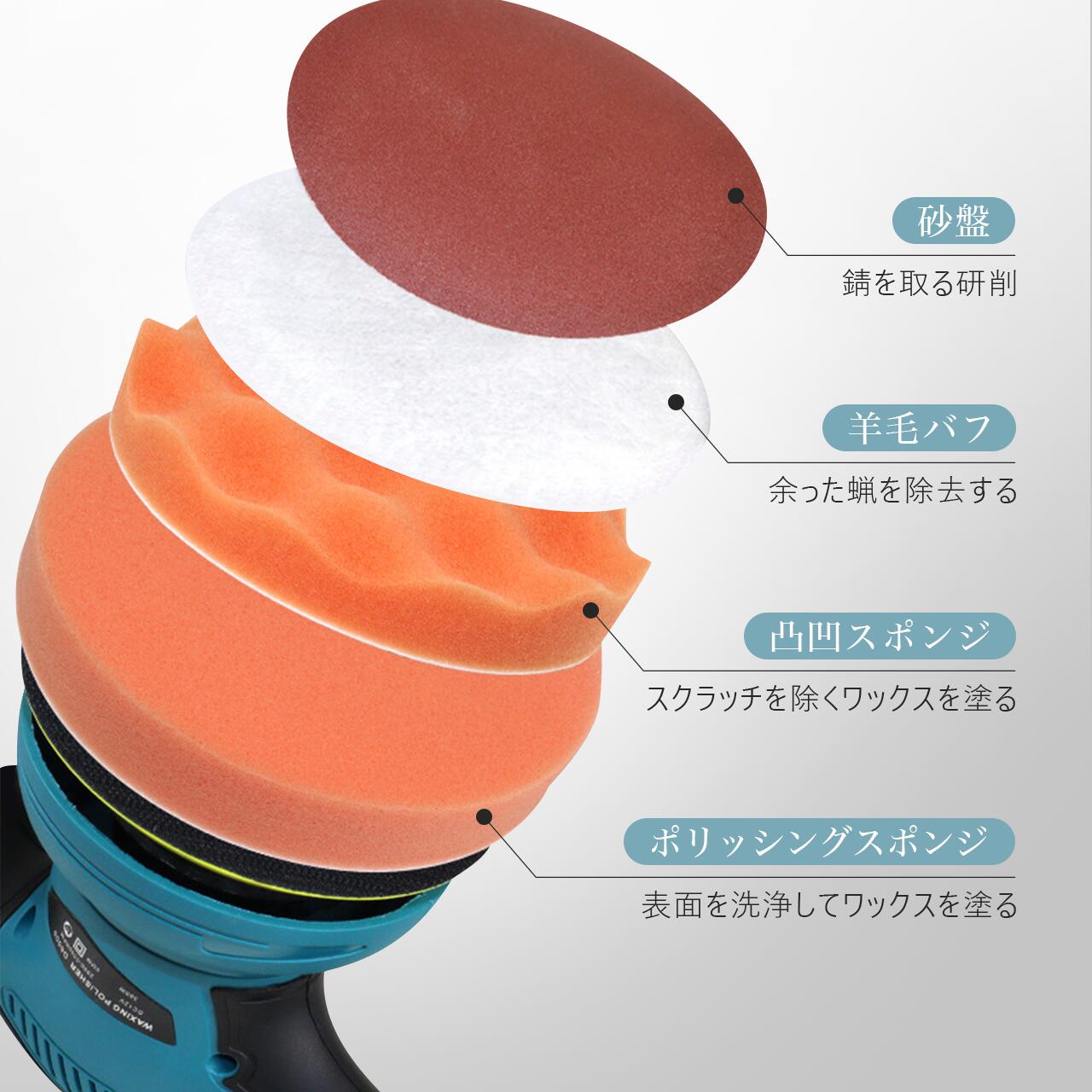 電動ポリッシャー コードレス 傷修復 可変速カーポリッシャー 12V 傷消し ワックス...