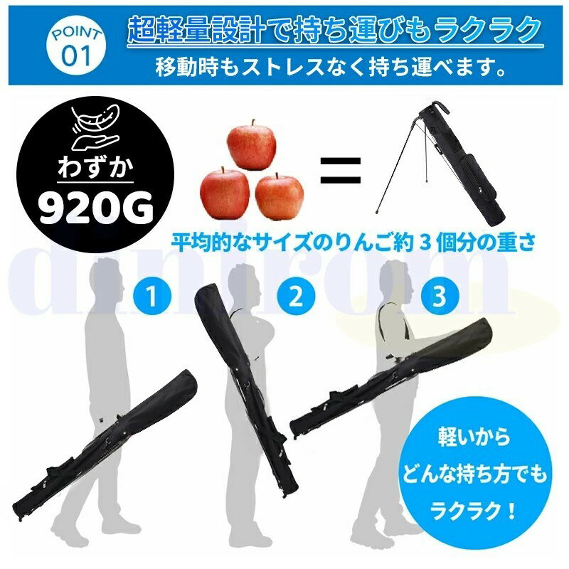 新登場 筒形セルフスタンド式ゴルフクラブケース 9 本収納可能 フード付き撥水加工...