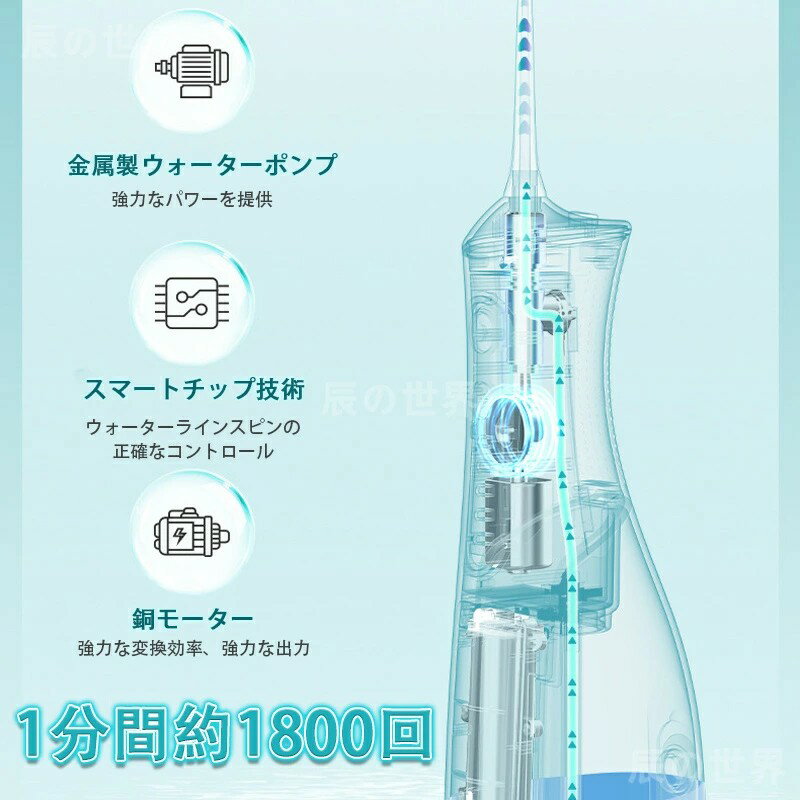 最新携帯型ジェット口腔洗浄器 300ML タンク USB 充電コードレス 強弱ジェット水流...