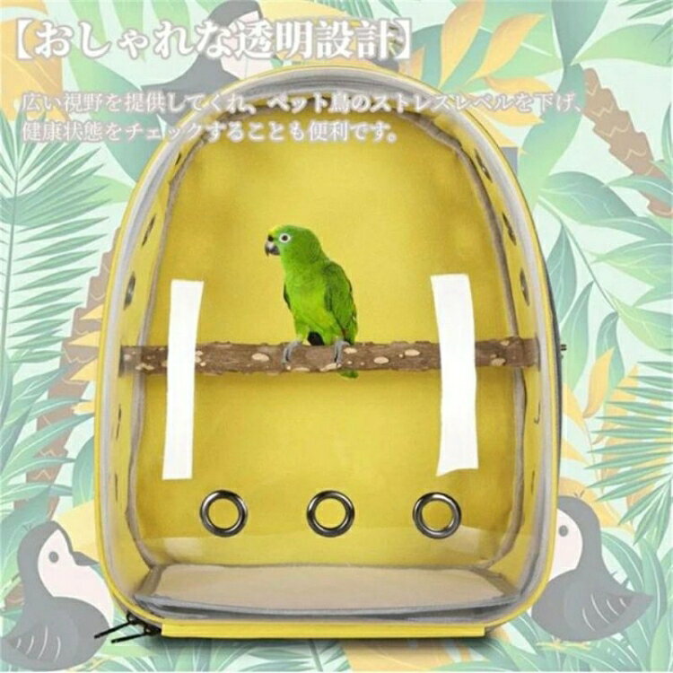美品登場☆ 全面透明 鳥用キャリーリュック 通気穴付き オウム対応キャリーケージ 専用止まり木同梱 大容量設計 組立簡単 お出かけ外出持ち運び便利 室内ホーム小屋兼用 バードアイテム 送料無料